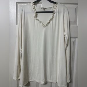 White Birch off white ribbed top